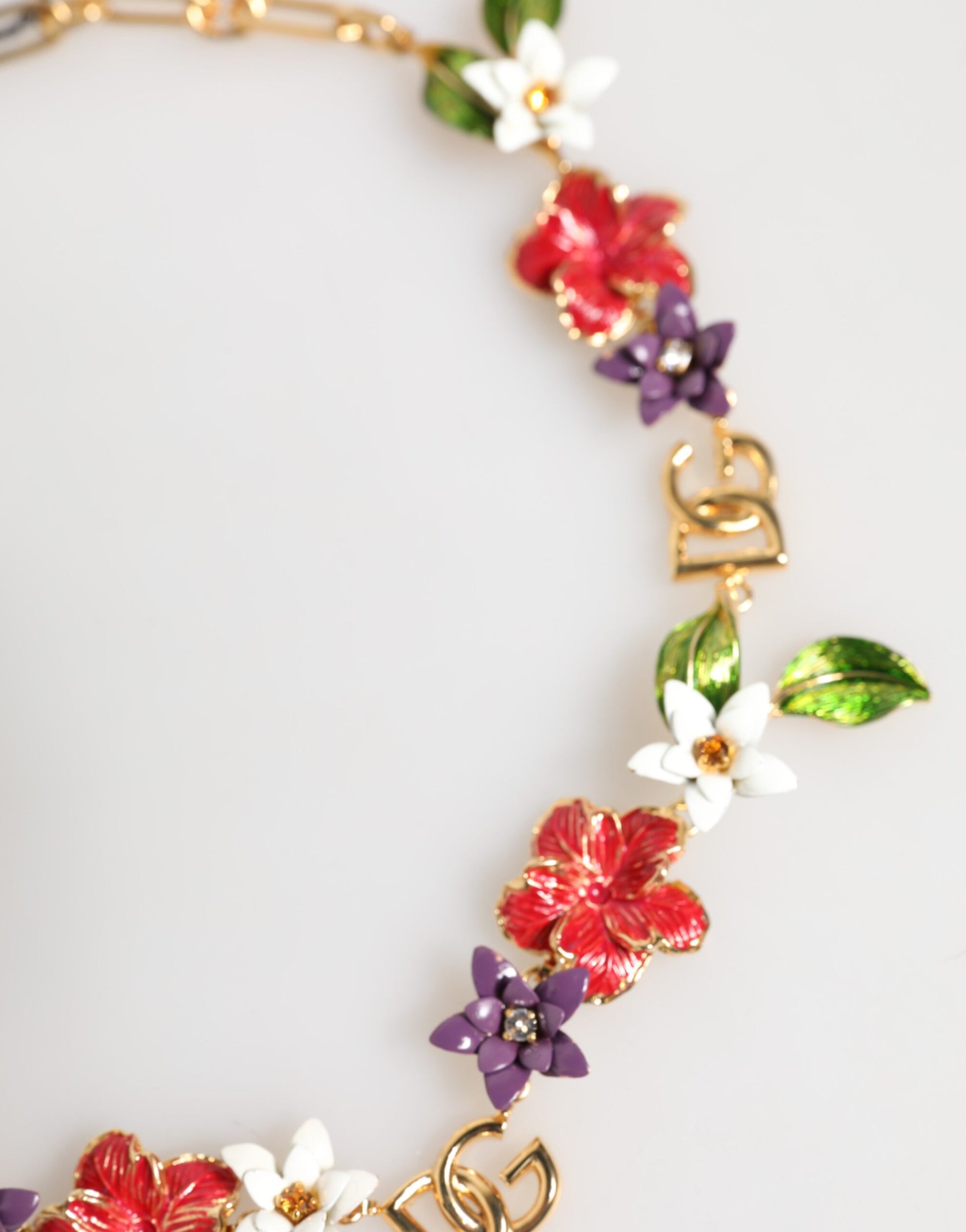 Dolce & Gabbana Gold Brass Logo Detail Floral Fashion Jewelry Necklace - ClickThatClicks 