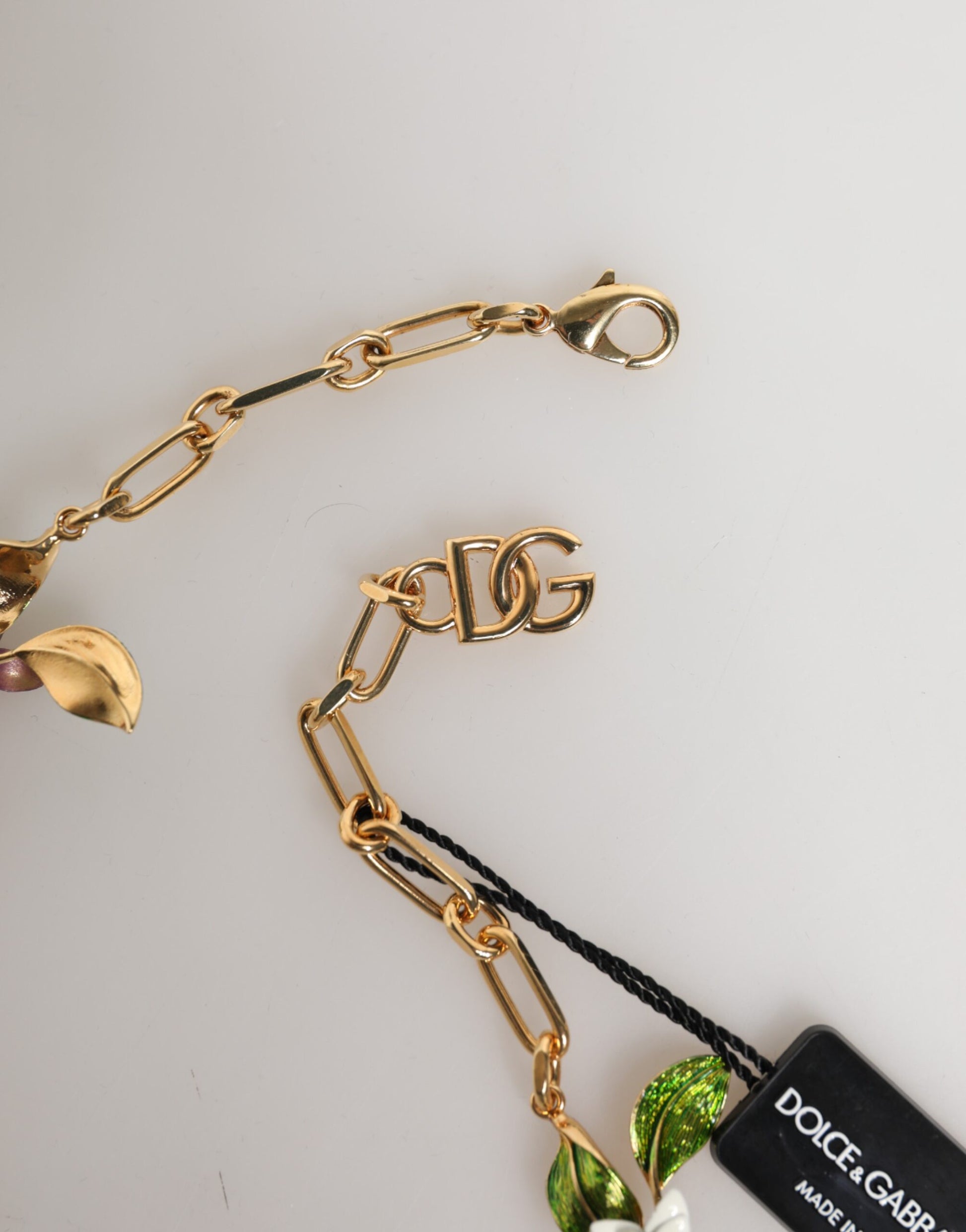 Dolce & Gabbana Gold Brass Logo Detail Floral Fashion Jewelry Necklace - ClickThatClicks 