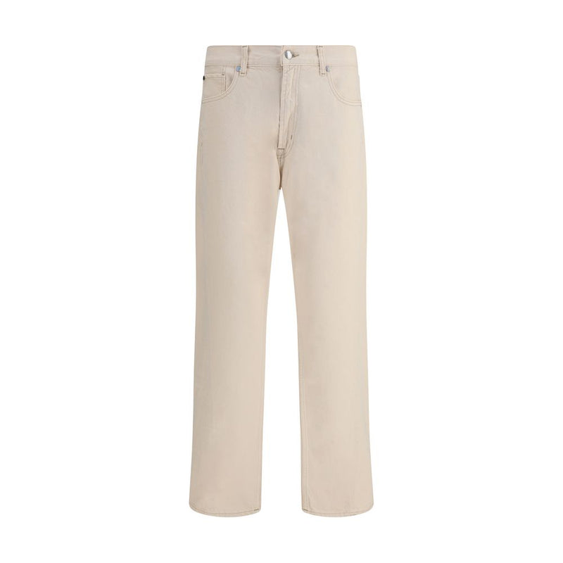 7FOR Beige Cotton Straight-Leg Jeans