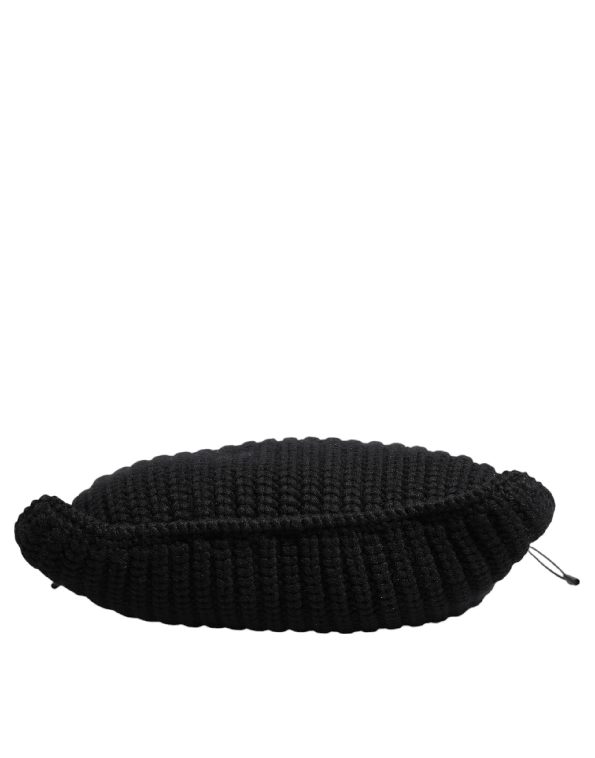 Dolce & Gabbana Black Cashmere Knitted Leather Shoulder Women Borse Bag - ClickThatClicks 
