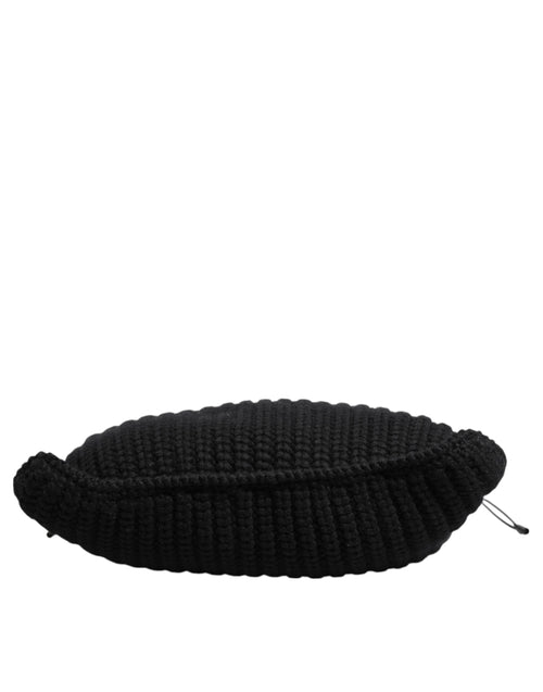 Dolce & Gabbana Black Cashmere Knitted Leather Shoulder Women Borse Bag - ClickThatClicks 