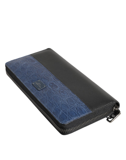 Dolce & Gabbana Black Blue Exotic Leather Men Continental Clutch Wallet - ClickThatClicks 