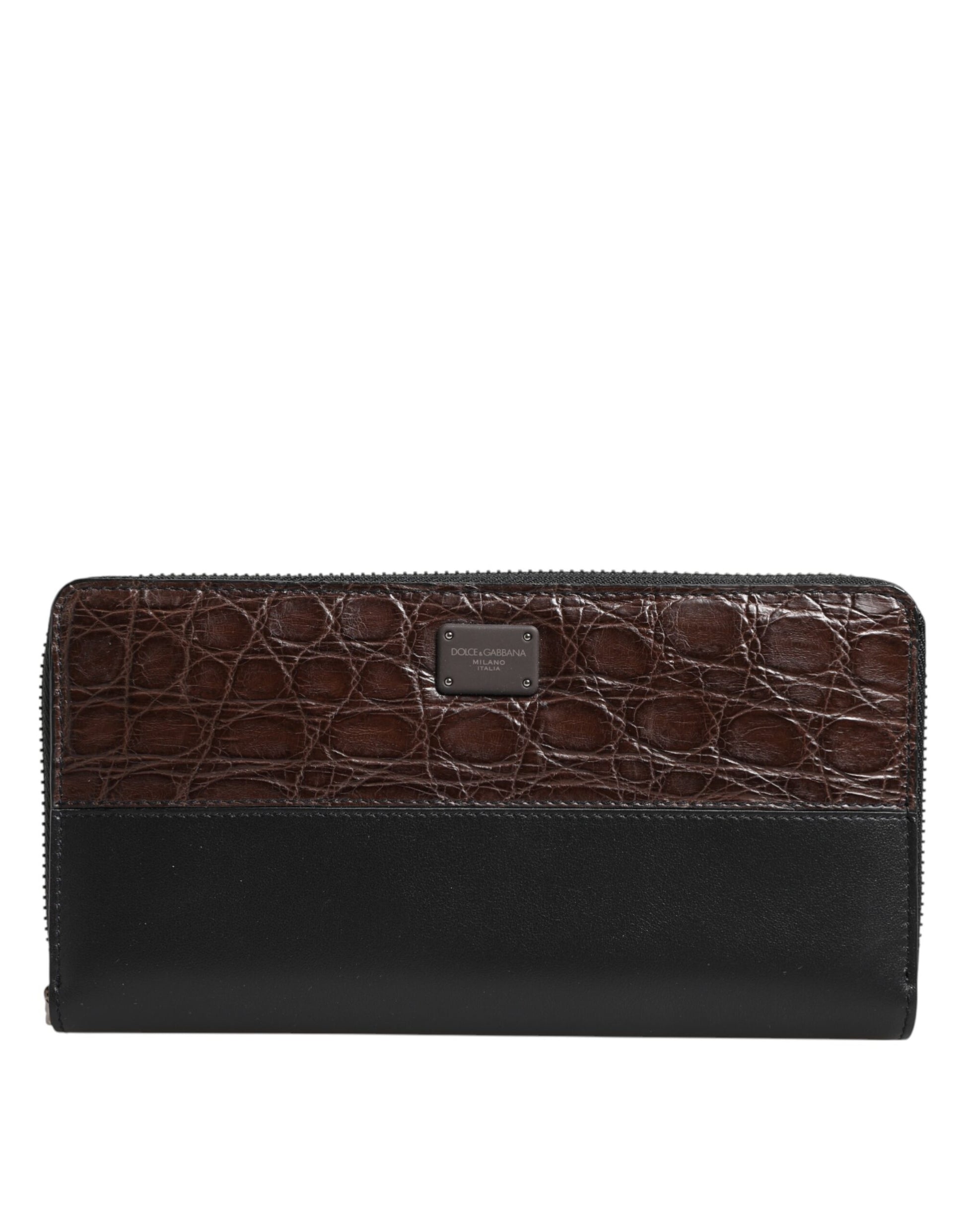 Dolce & Gabbana Black Brown Exotic Leather Men Continental Clutch Wallet - ClickThatClicks 