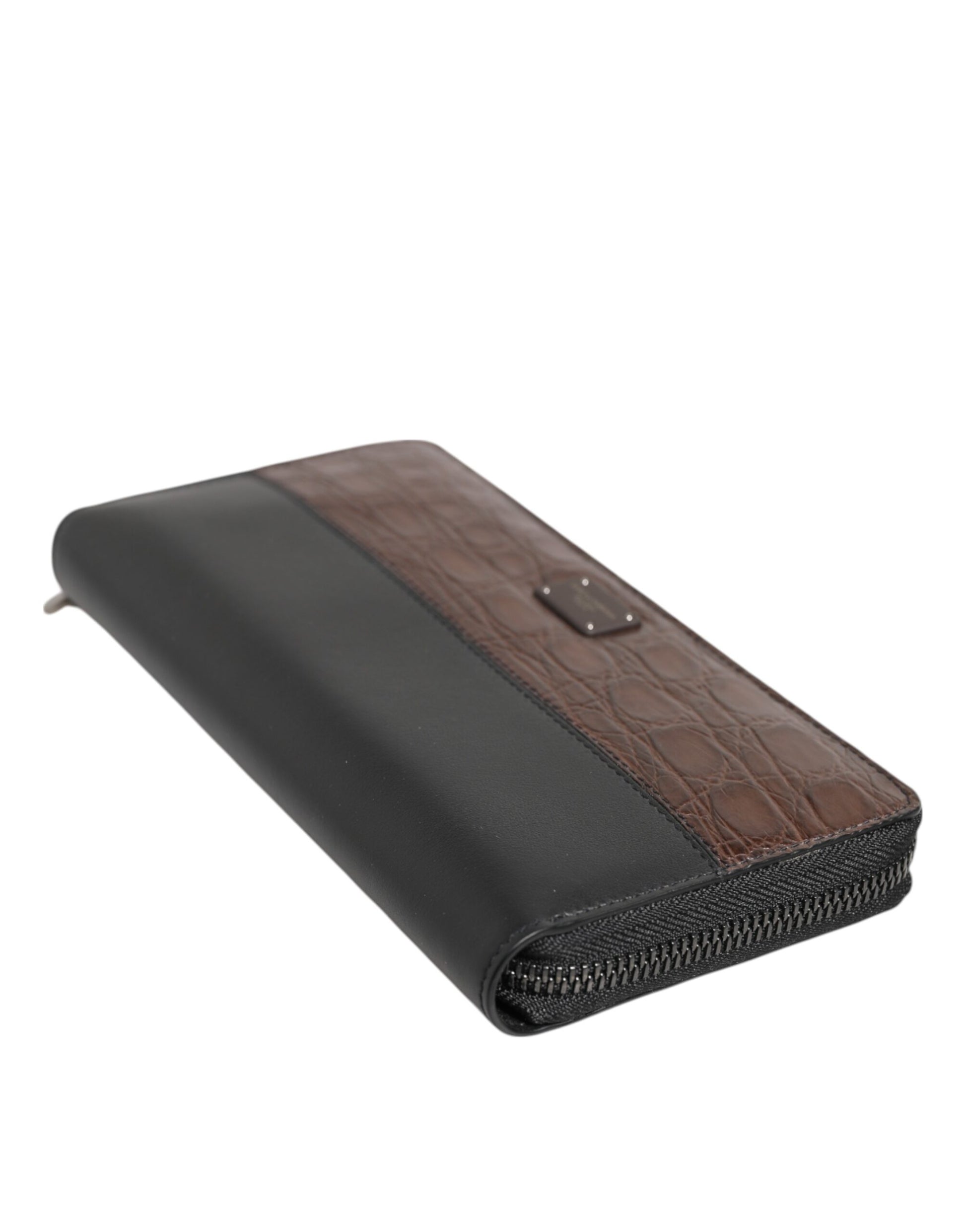 Dolce & Gabbana Black Brown Exotic Leather Men Continental Clutch Wallet - ClickThatClicks 