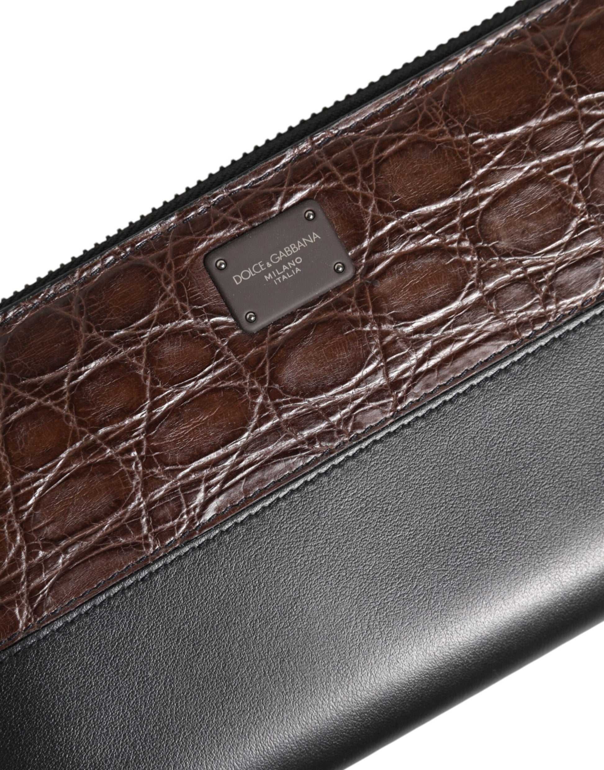 Dolce & Gabbana Black Brown Exotic Leather Men Continental Clutch Wallet - ClickThatClicks 