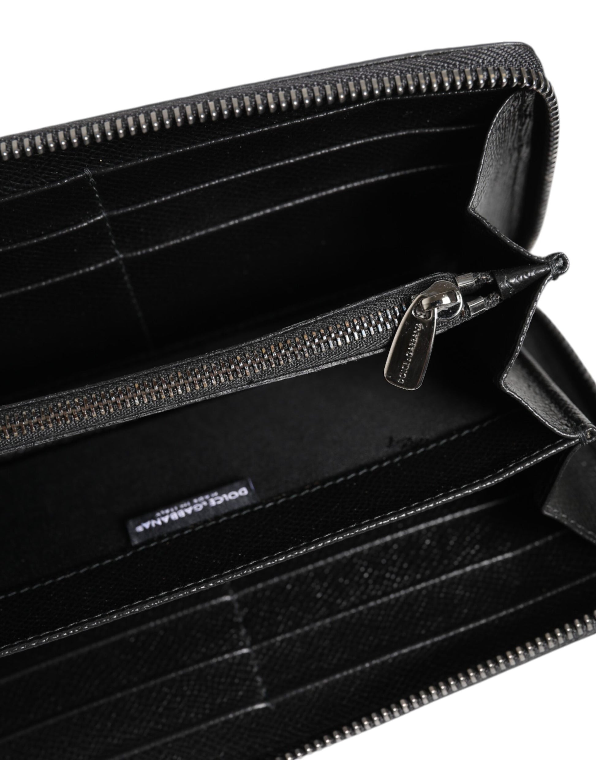 Dolce & Gabbana Black Gray Leopard Leather Zip Around Continental Wallet - ClickThatClicks 