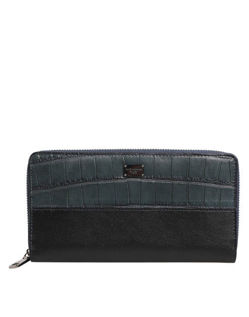 Dolce & Gabbana Black Blue Exotic Leather Men Continental Clutch Wallet - ClickThatClicks 