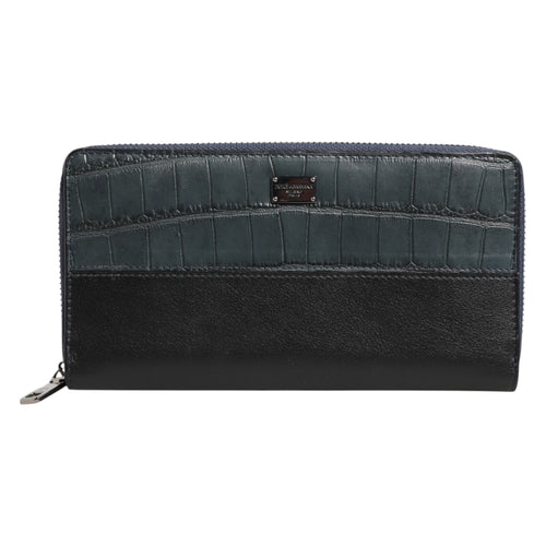 Dolce & Gabbana Black Blue Exotic Leather Men Continental Clutch Wallet - ClickThatClicks 