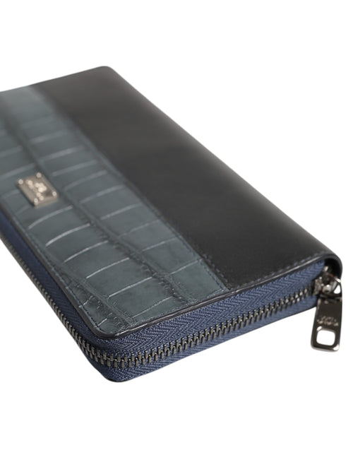 Dolce & Gabbana Black Blue Exotic Leather Men Continental Clutch Wallet - ClickThatClicks 