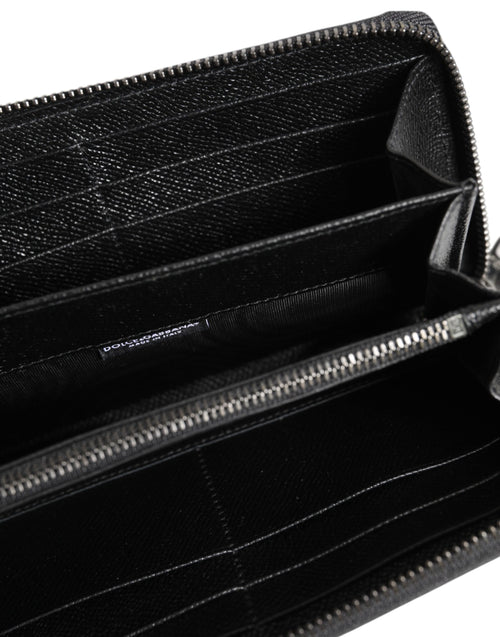 Dolce & Gabbana Black Leather #DGFAMILY Zipper Continental Mens Wallet - ClickThatClicks 