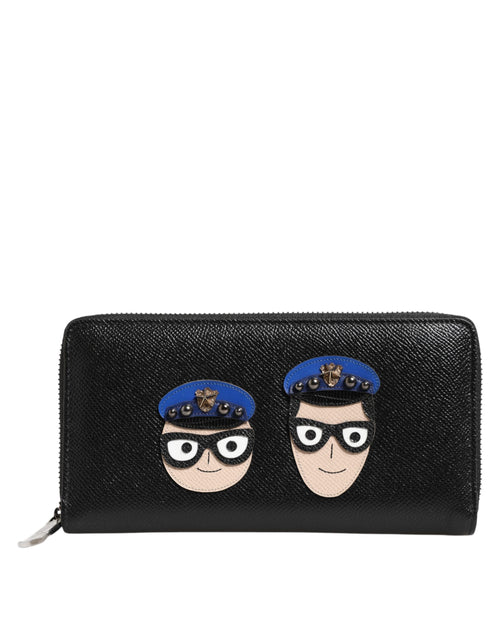 Dolce & Gabbana Black Leather #DGFAMILY Zipper Continental Mens Wallet - ClickThatClicks 