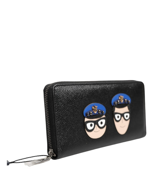 Dolce & Gabbana Black Leather #DGFAMILY Zipper Continental Mens Wallet - ClickThatClicks 