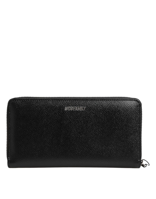 Dolce & Gabbana Black Leather #DGFAMILY Zipper Continental Mens Wallet - ClickThatClicks 