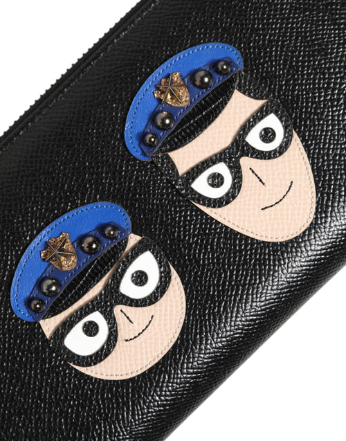 Dolce & Gabbana Black Leather #DGFAMILY Zipper Continental Mens Wallet - ClickThatClicks 
