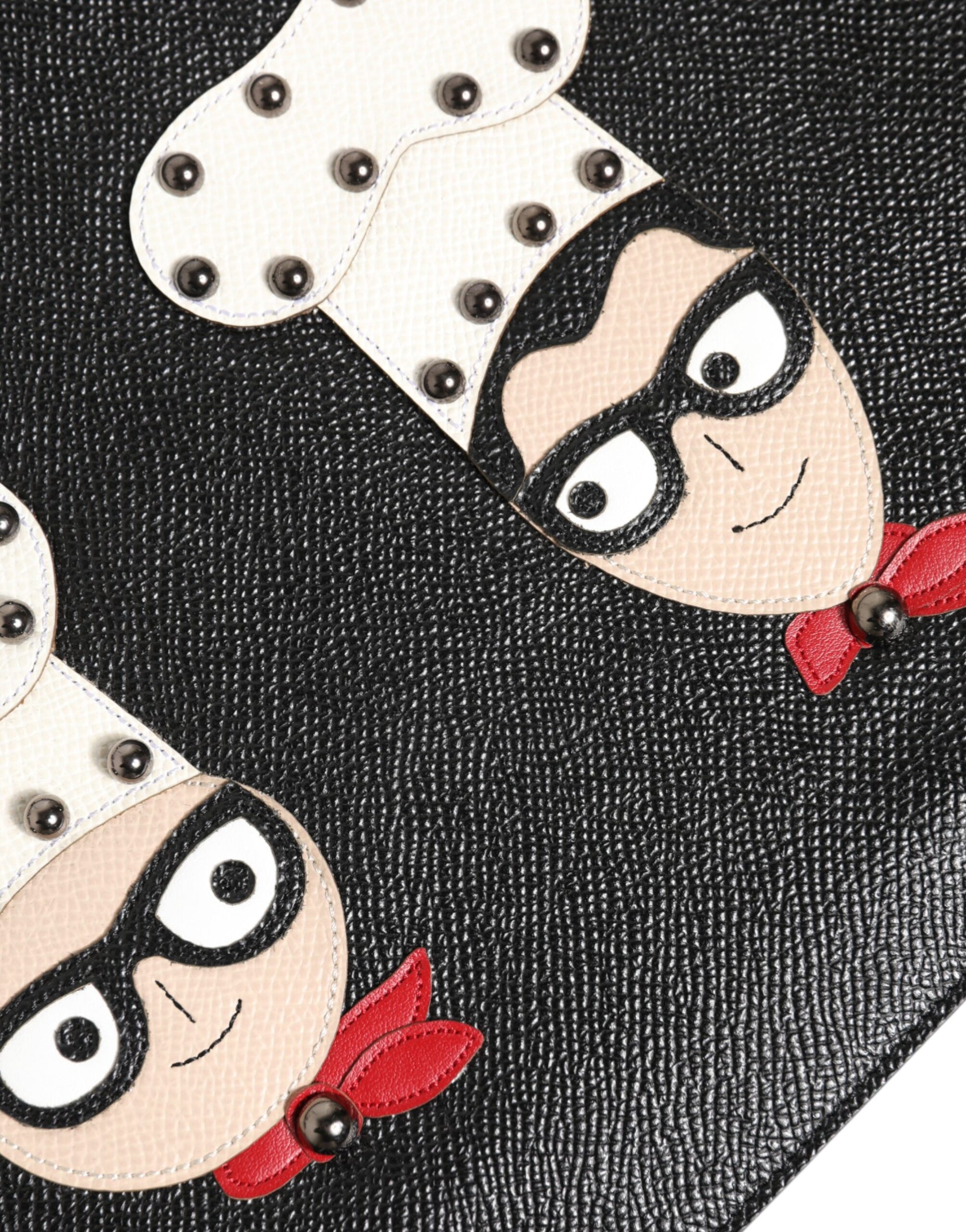 Dolce & Gabbana Black Leather #DGFAMILY Embellished Men Clutch Pouch Bag - ClickThatClicks 