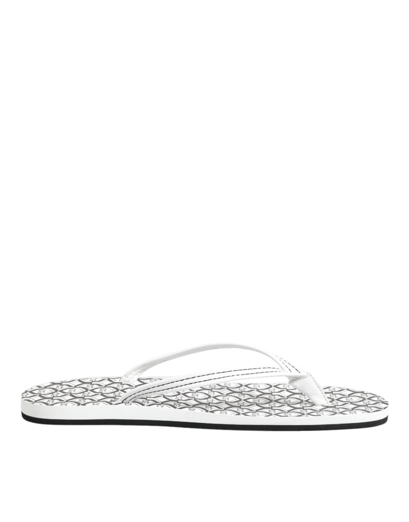 Dolce & Gabbana Black White Logo Beachwear Flats Slipper Shoes