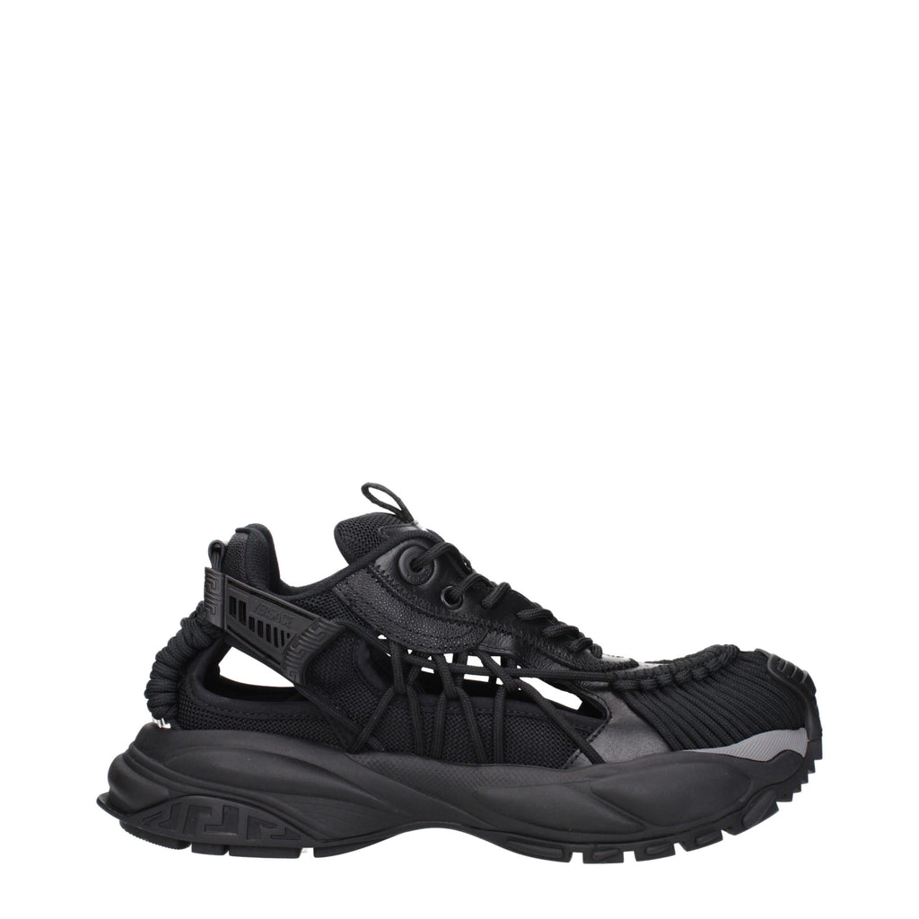 Versace Black Leather Athletic Sneakers