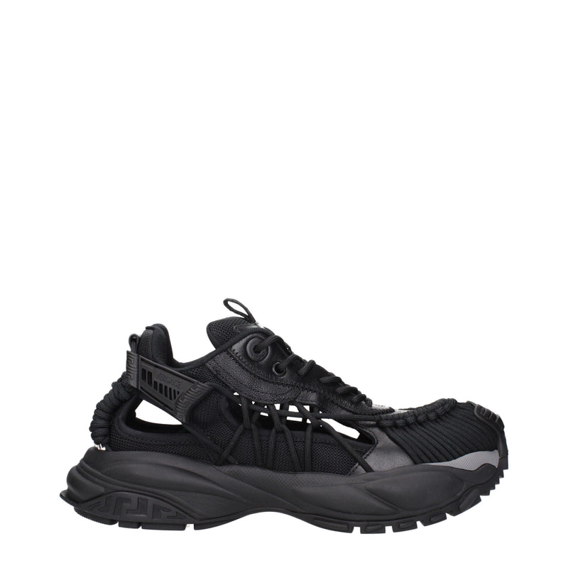 Versace Black Leather Athletic Sneakers
