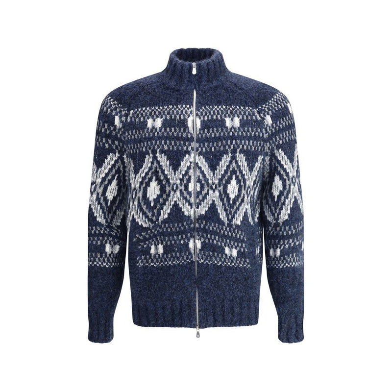 Brunello Cucinelli Blue Alpaca Vicugna Pacos Cardigan