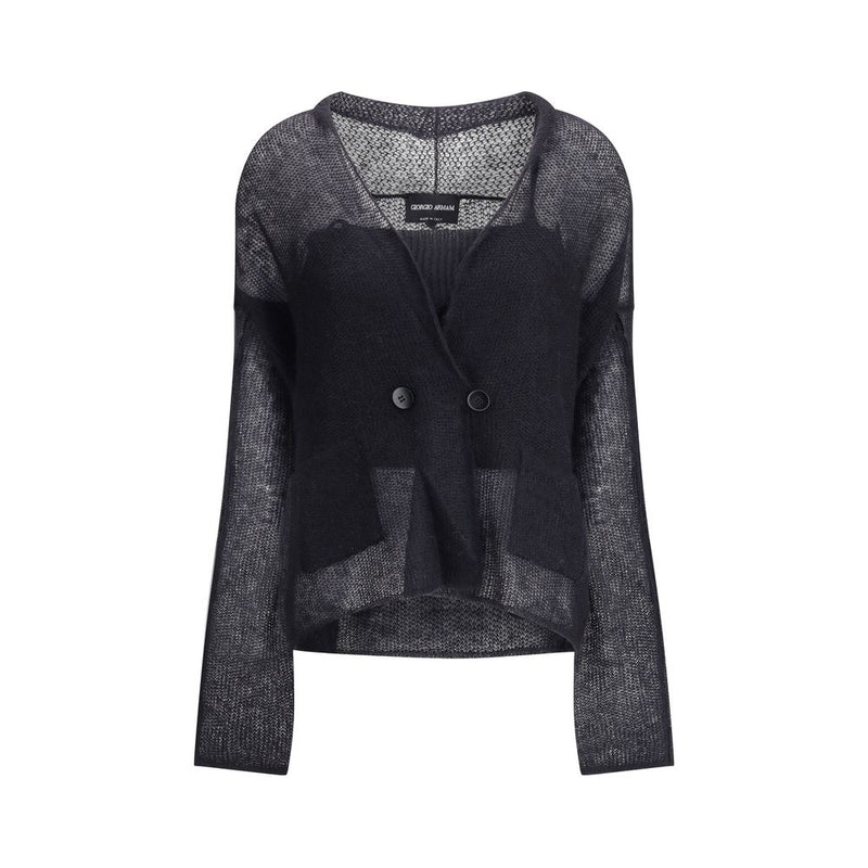 Giorgio Armani Black Mohair Cardigan