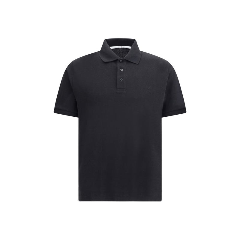 Saint Laurent Black Cotton Polo Shirt
