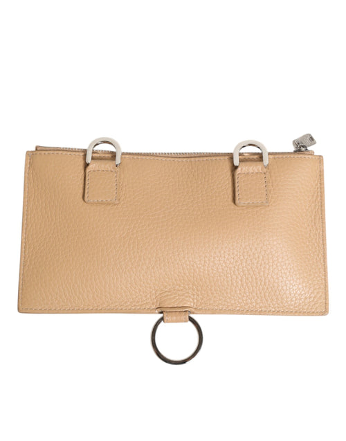 Dolce & Gabbana Beige Calfskin Leather Large Crossbody Card Holder Wallet - ClickThatClicks 