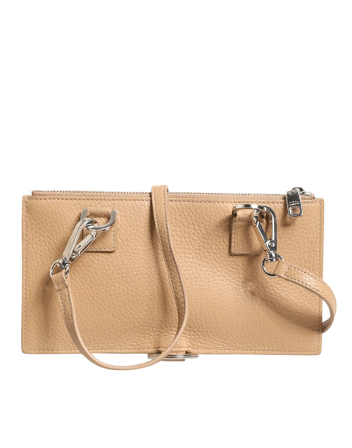 Dolce & Gabbana Beige Calfskin Leather Large Crossbody Card Holder Wallet - ClickThatClicks 
