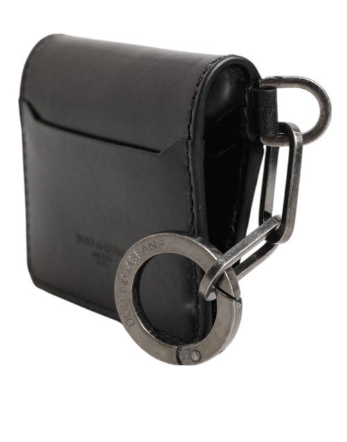 Dolce & Gabbana Wallet Black Leather Logo Embossed Key Chain Card Holder Wallet - ClickThatClicks 