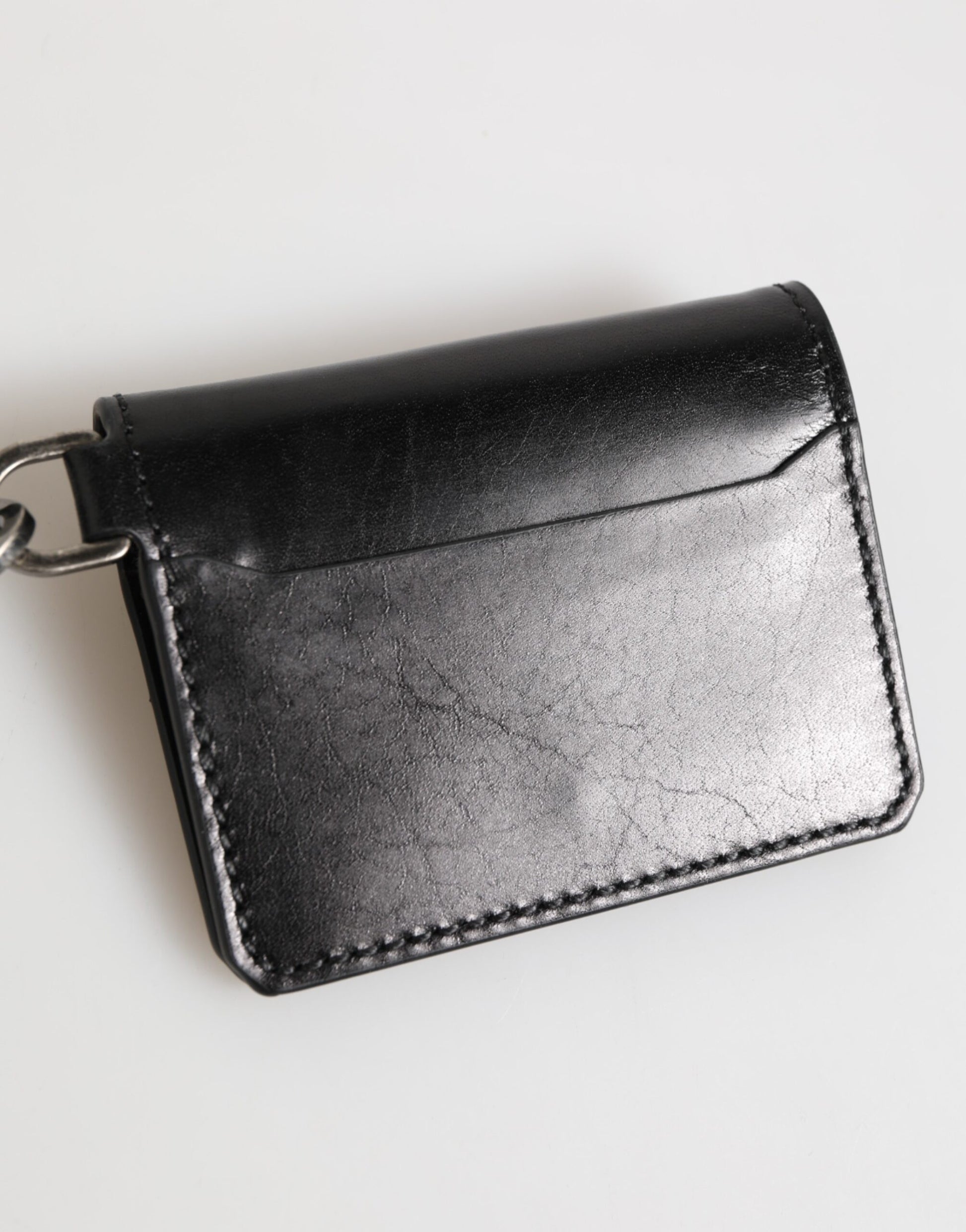 Dolce & Gabbana Wallet Black Leather Logo Embossed Key Chain Card Holder Wallet - ClickThatClicks 