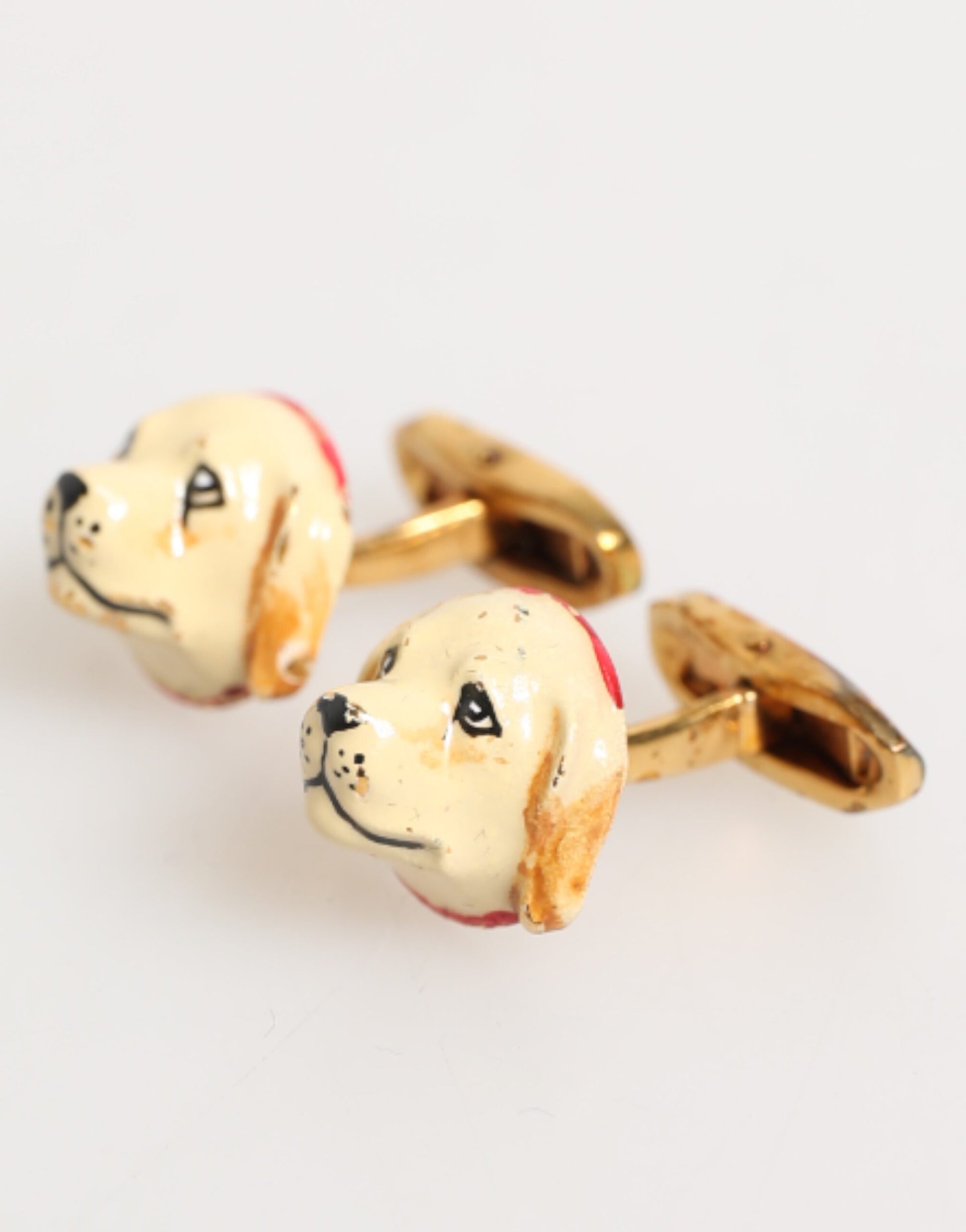 Dolce & Gabbana Brass Gold Tone Dog Puppy Men's Accessories Cufflink - ClickThatClicks 