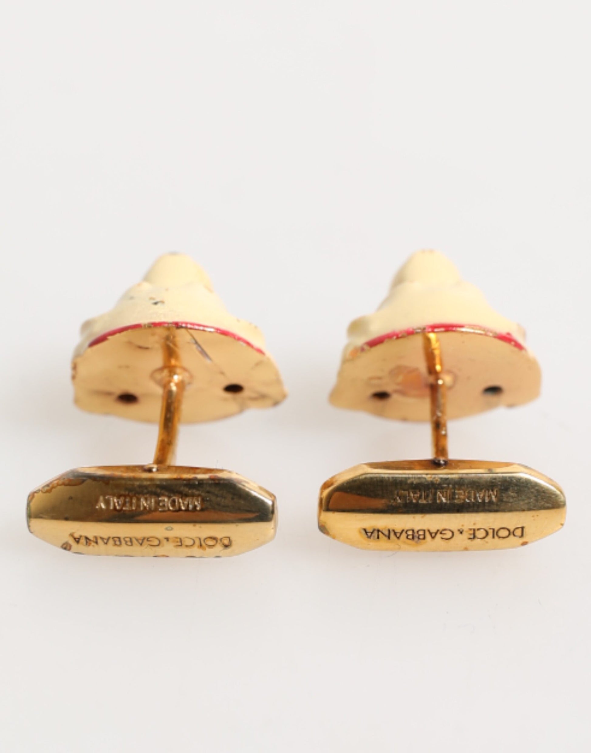 Dolce & Gabbana Brass Gold Tone Dog Puppy Men's Accessories Cufflink - ClickThatClicks 