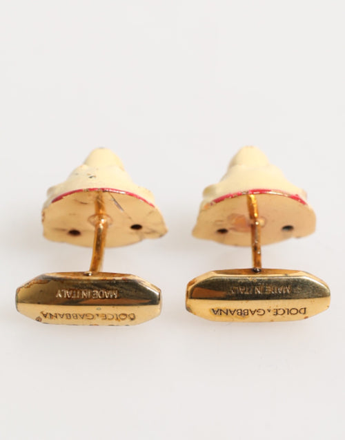 Dolce & Gabbana Brass Gold Tone Dog Puppy Men's Accessories Cufflink - ClickThatClicks 