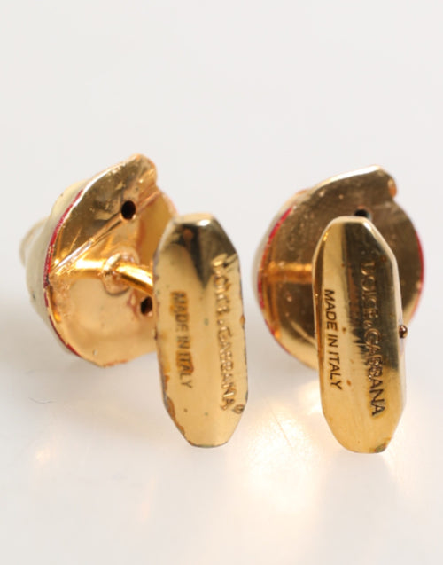 Dolce & Gabbana Brass Gold Tone Dog Puppy Men's Accessories Cufflink - ClickThatClicks 