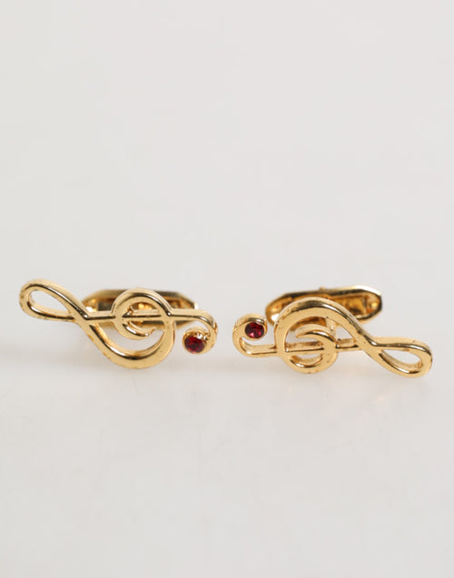 Dolce & Gabbana Gold Musical Note Metal Brass Pin Men Accessory Cufflinks - ClickThatClicks 