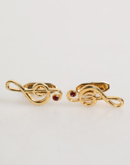 Dolce & Gabbana Gold Musical Note Metal Brass Pin Men Accessory Cufflinks - ClickThatClicks 