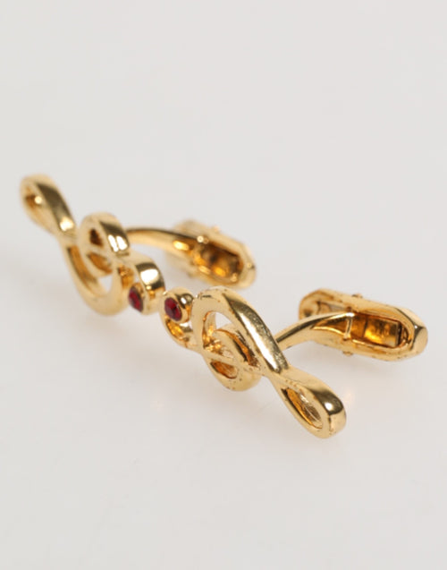 Dolce & Gabbana Gold Musical Note Metal Brass Pin Men Accessory Cufflinks - ClickThatClicks 
