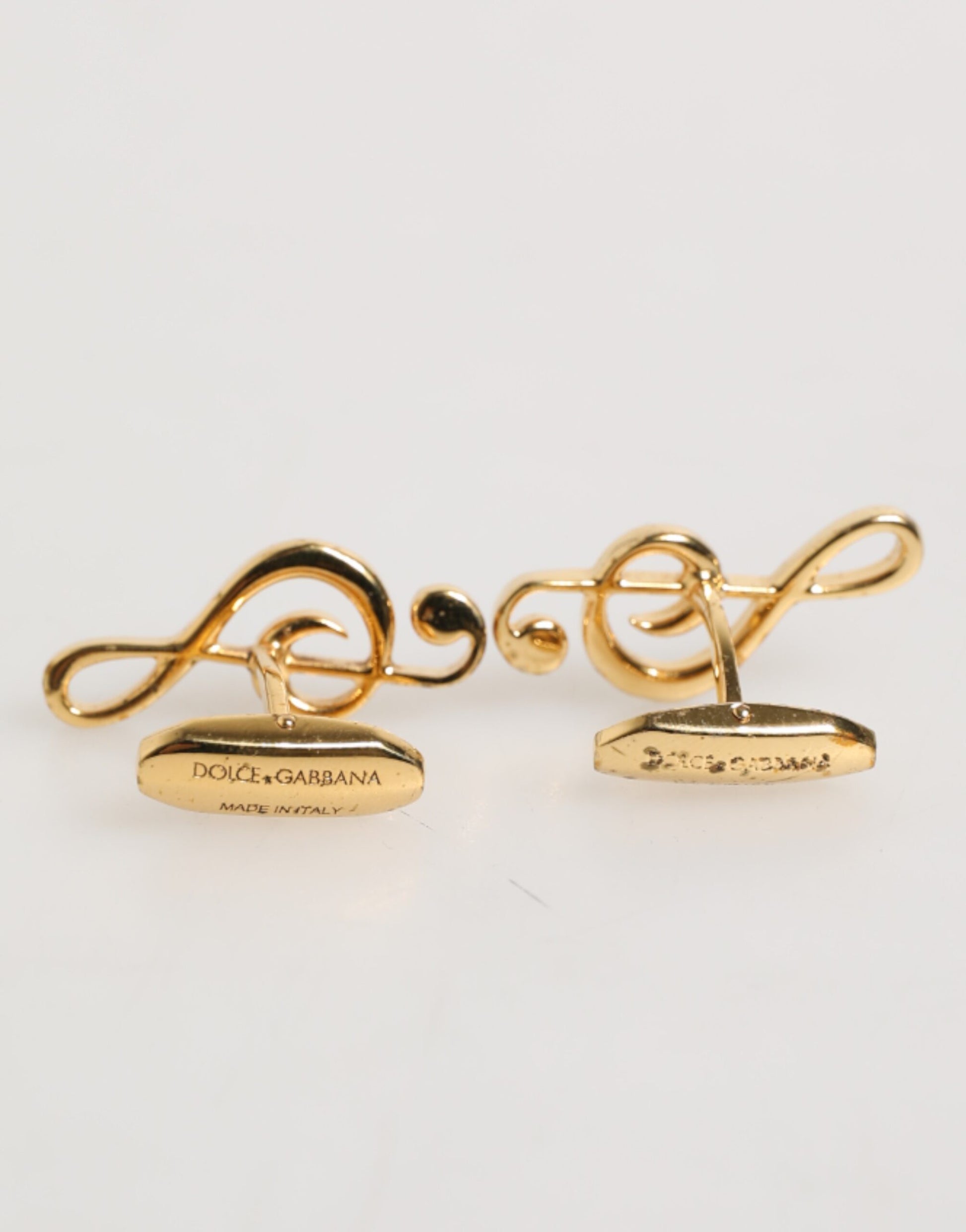 Dolce & Gabbana Gold Musical Note Metal Brass Pin Men Accessory Cufflinks - ClickThatClicks 
