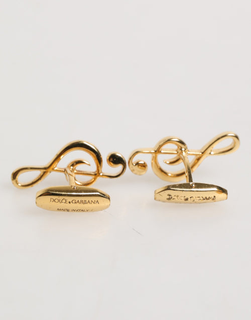 Dolce & Gabbana Gold Musical Note Metal Brass Pin Men Accessory Cufflinks - ClickThatClicks 