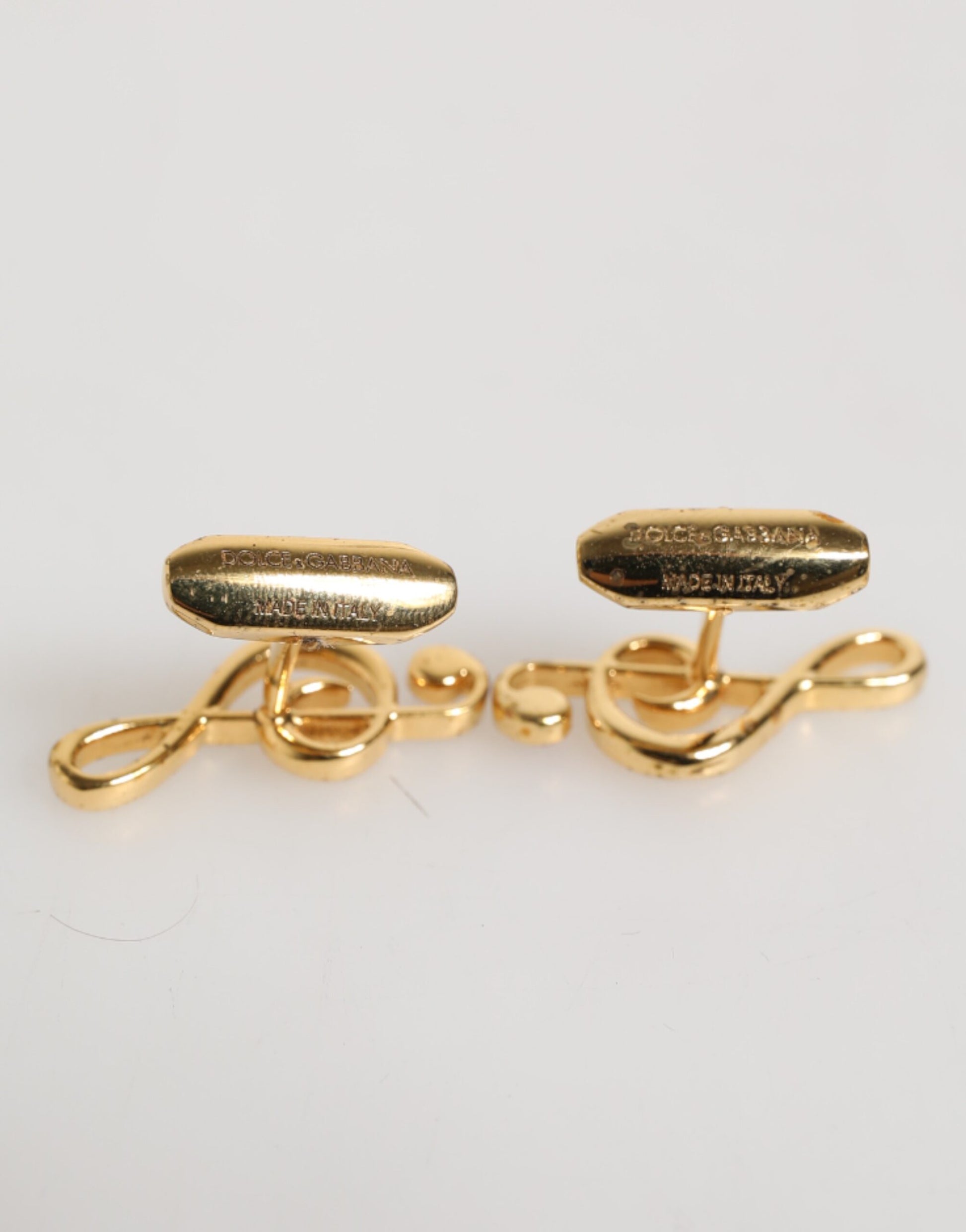 Dolce & Gabbana Gold Musical Note Metal Brass Pin Men Accessory Cufflinks - ClickThatClicks 