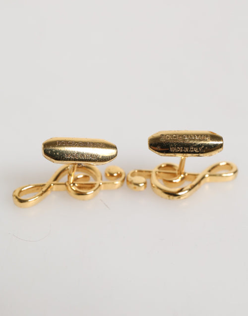 Dolce & Gabbana Gold Musical Note Metal Brass Pin Men Accessory Cufflinks - ClickThatClicks 