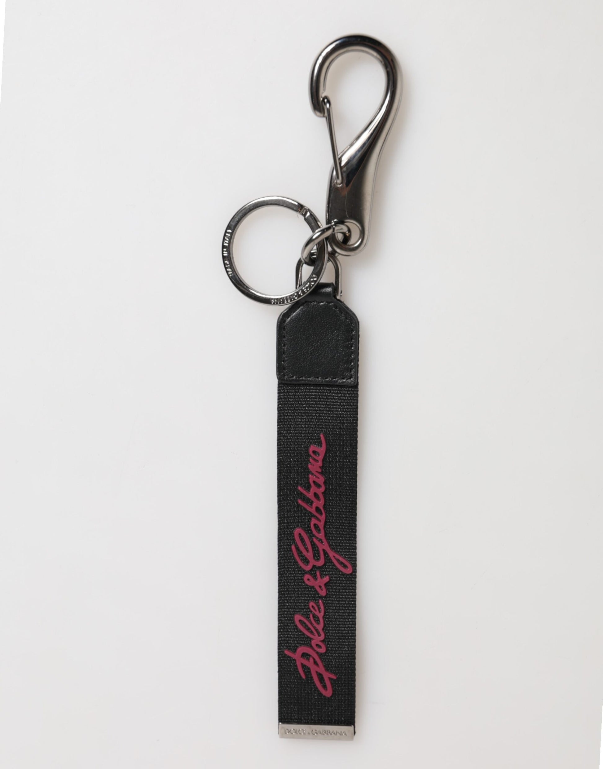Dolce & Gabbana Black Burgundy Polyester DG Logo Men Keychain Keyring - ClickThatClicks 