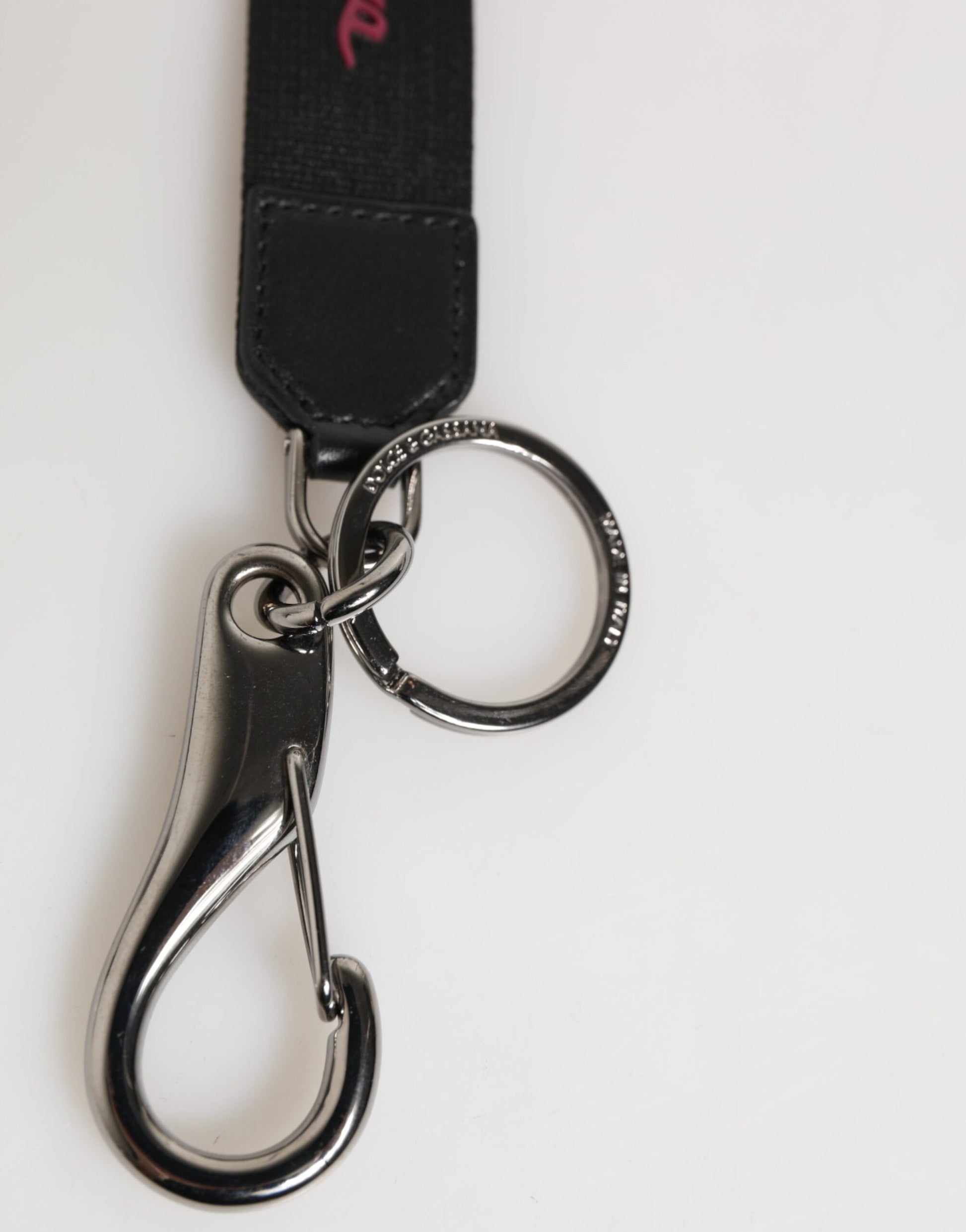 Dolce & Gabbana Black Burgundy Polyester DG Logo Men Keychain Keyring - ClickThatClicks 