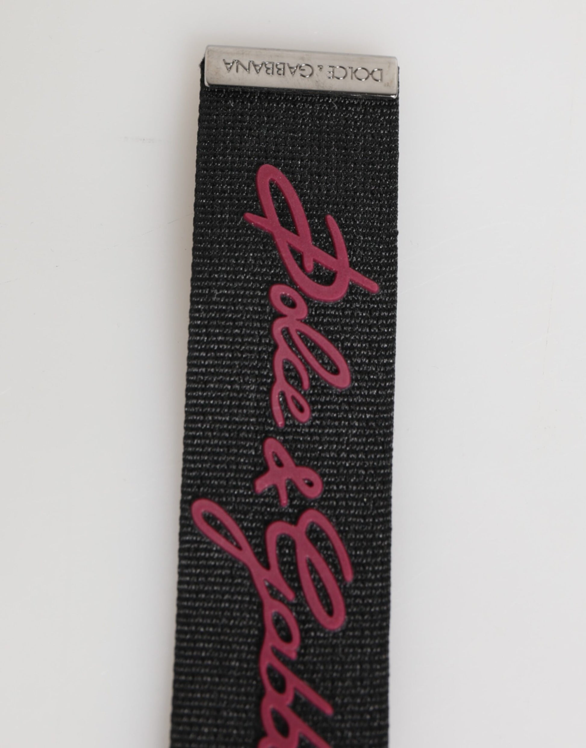 Dolce & Gabbana Black Burgundy Polyester DG Logo Men Keychain Keyring - ClickThatClicks 