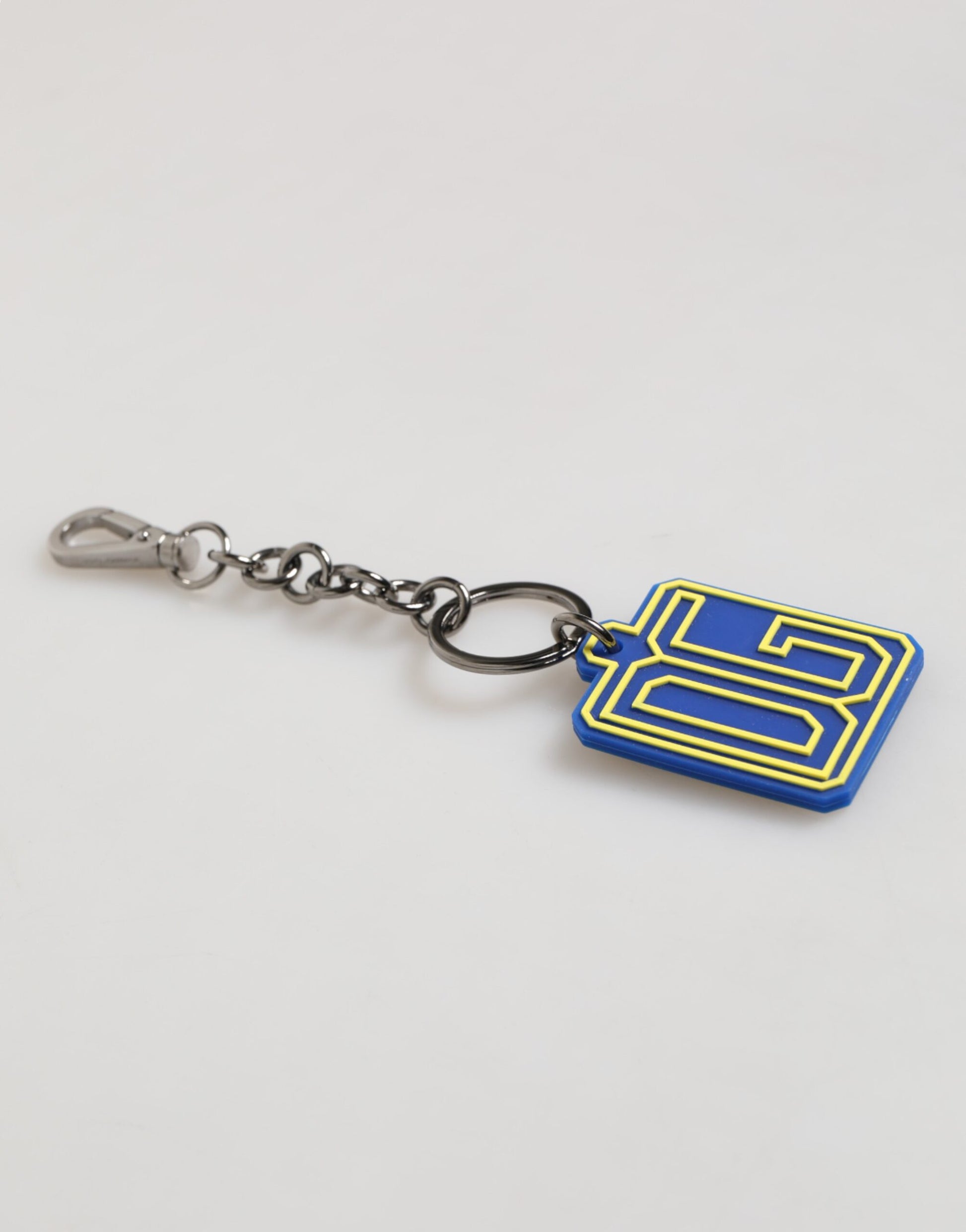 Dolce & Gabbana Blue Yellow DG Rubber Logo Silver Men Keychain Keyring - ClickThatClicks 