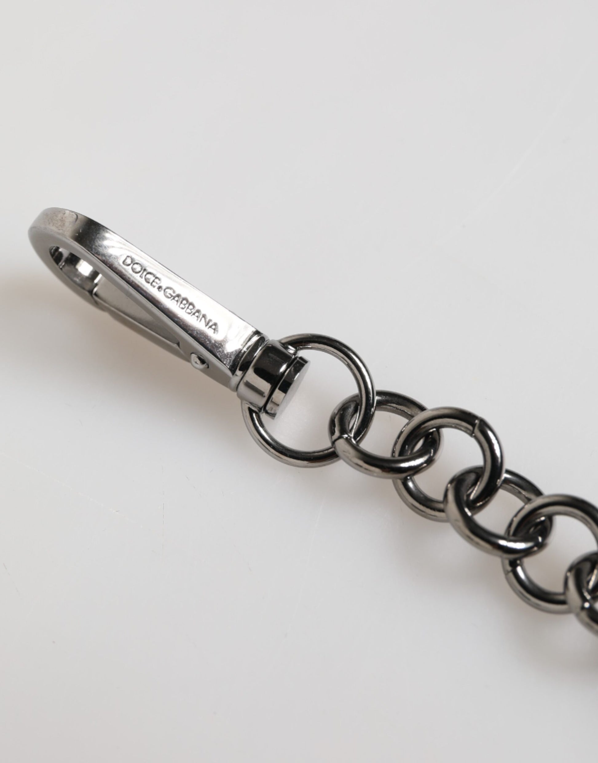 Dolce & Gabbana Blue Yellow DG Rubber Logo Silver Men Keychain Keyring - ClickThatClicks 