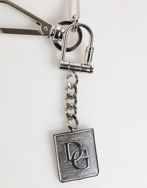 Dolce & Gabbana Silver Tone Metal Chain DG Logo Pendant Men Necklace - ClickThatClicks 