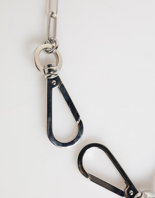 Dolce & Gabbana Silver Tone Metal Chain DG Logo Pendant Men Necklace - ClickThatClicks 