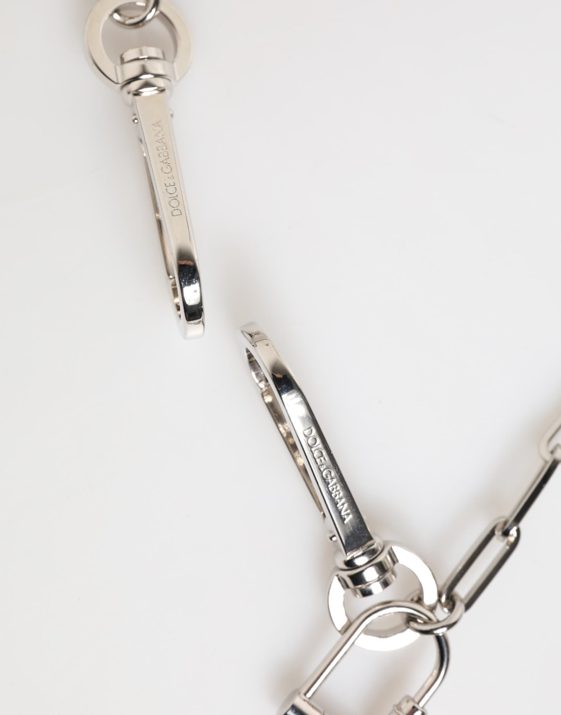 Dolce & Gabbana Silver Tone Metal Chain DG Logo Pendant Men Necklace - ClickThatClicks 