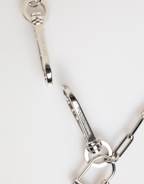 Dolce & Gabbana Silver Tone Metal Chain DG Logo Pendant Men Necklace - ClickThatClicks 