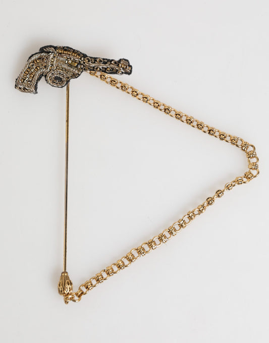 Dolce & Gabbana Lapel Pin Brass Copper Revolver Men Accessories Brooch - ClickThatClicks 